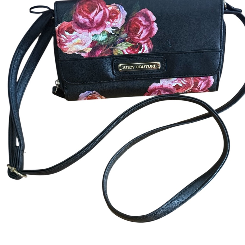 Juicy Couture Black and Pink Floral Clueless Crossbody Bag classic